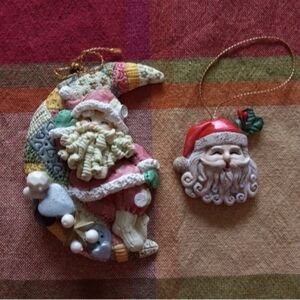 Country Jolly Arts & Crafts Style Sewing Themed Santa Claus Christmas Ornaments